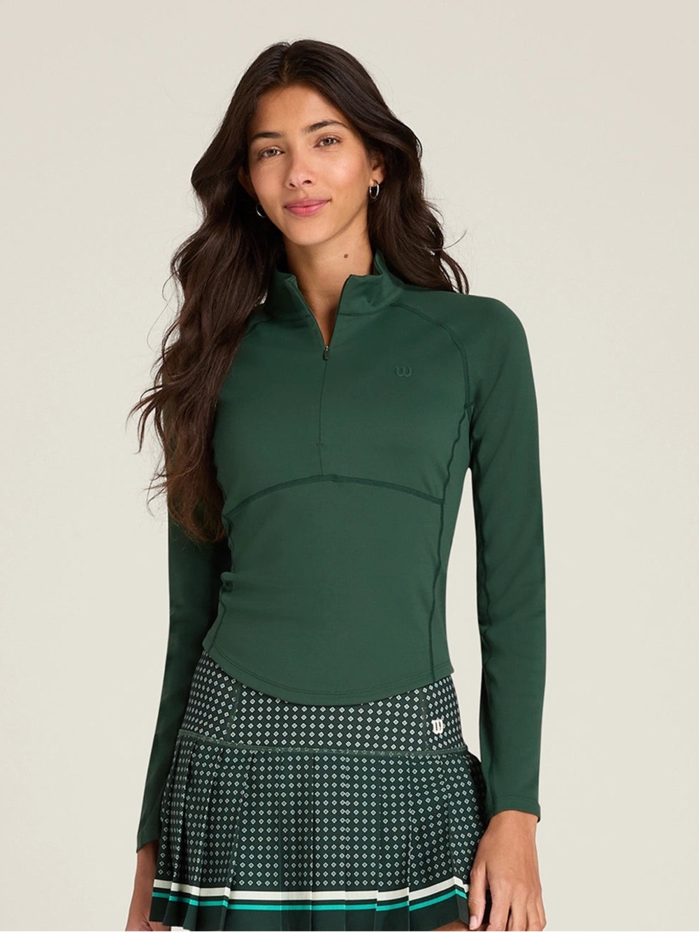 NWT Wilson Baseline Half-Zip Long Sleeve Athletic Tennis Top Sycamore Green Smal